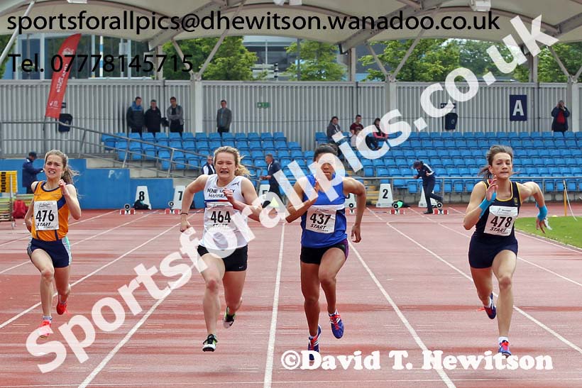 Womens  under-20s 100 metres, Northern Senior and Under-20s Track and Field Champs., Manchester. Photo: David T. Hewitson/Sports for All Pics